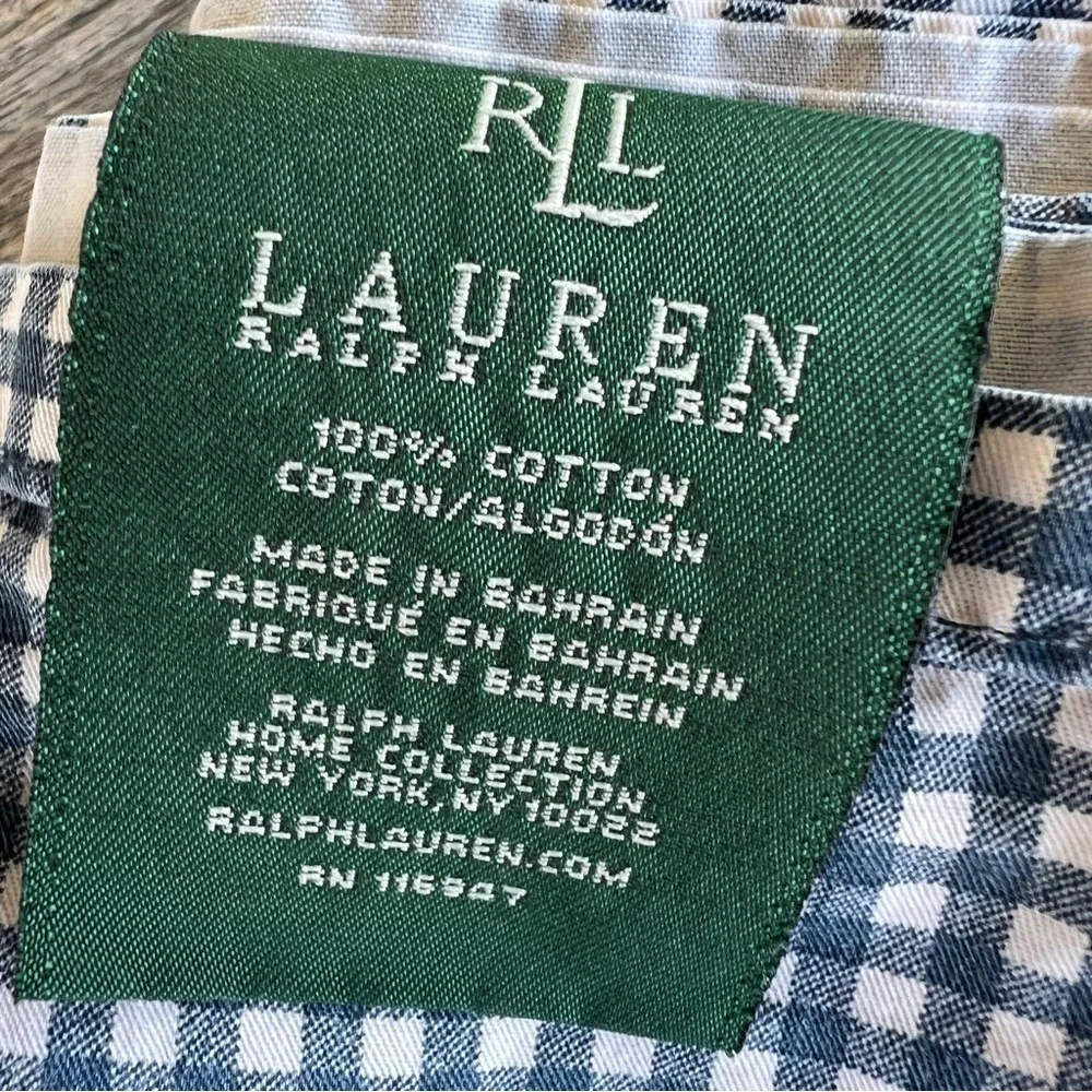 Vintage Ralph Lauren Wendy Small Gingham Blue King Size Flat Sheet READ